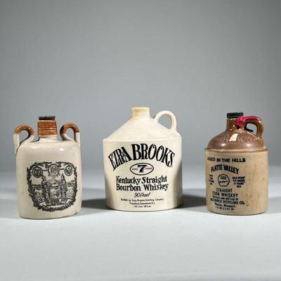 (3pc) CERAMIC CROCKS | Including a McCormick Straight Corn Whiskey crock with remnants of original red wax, an Ezra Brooks Kentucky...
