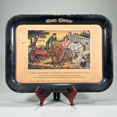 OLD CROW SERVING TRAY | Old Crow metal serving tray with color decoration, with an engraving 