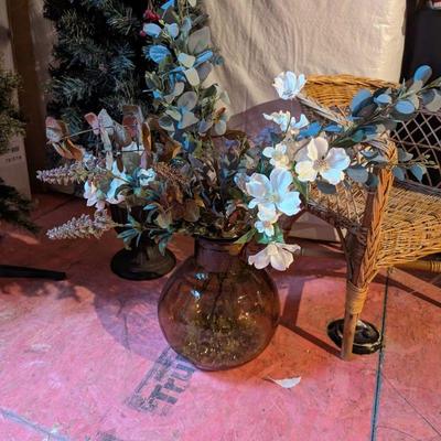 Vase of faux flowers