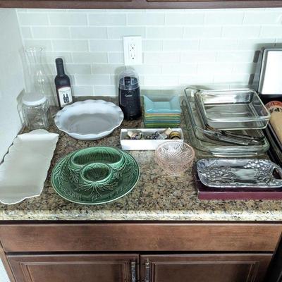 Serving platters, pyrex