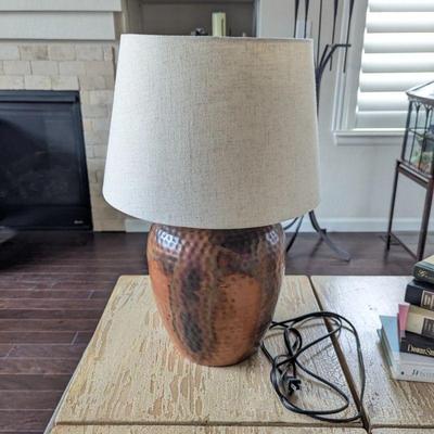 Hammered copper lamp