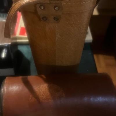 Vintage leather bag and shoe shine kit