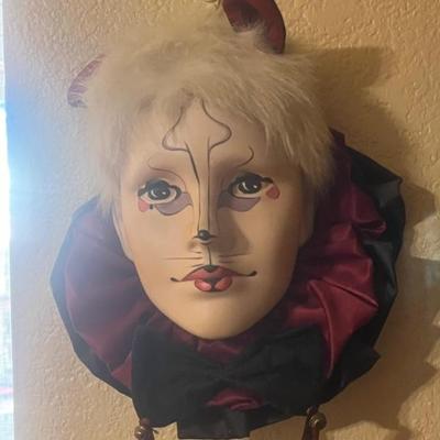 Vintage Harlequin hanging mask