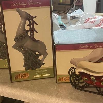 Vintage Cracker Barrel reindeer and sleigh candy dish