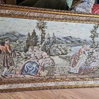 Vintage upholstery picture with upholstered frame 