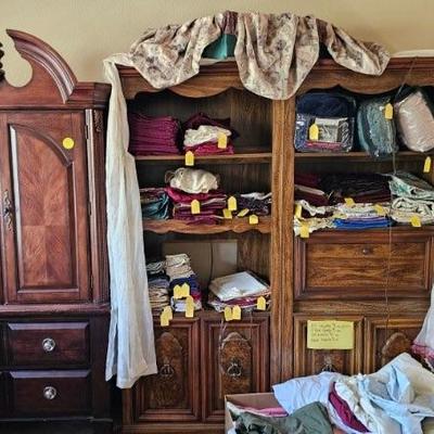 Tons of linens ( curtains, placemats, tablecloths, sheets, towels, etc)