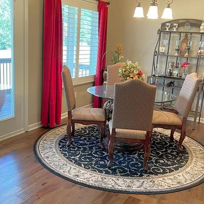 beautiful table and chairs; rug not for sale