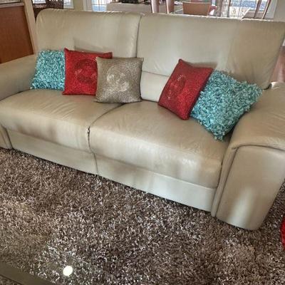 Leather electric reclining sofa
