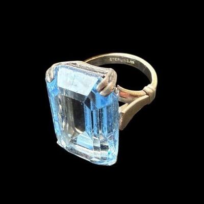 TN67 Sterling Silver Natural Stone Center- Light Blue-Size 6.5	
