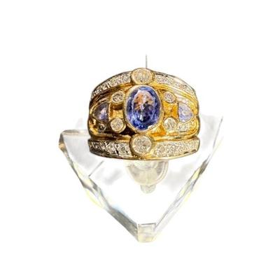 TN58 NAGL Certified 18k Yellow Gold, Tanzanite And Diamond Ring, 1.52CTW	Size 5.5 See certificate for additional information
