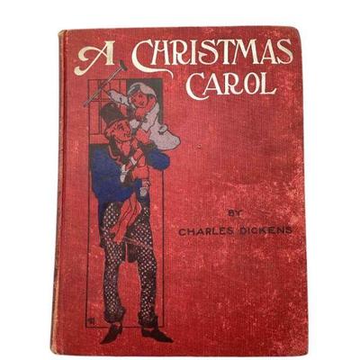 KIHE220 RARE RED Cover 1916 Copy “A Christmas Carole” By Charles dickens	 144 pages. Measures approximately 7x9 inches. 
