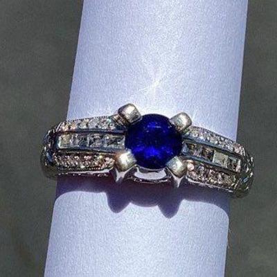KIHE222 Stunning Natural Blue Sapphire & Diamond Ring	Purchased from reputable Alana, Antique & Estate Jewelry in 2013, per...