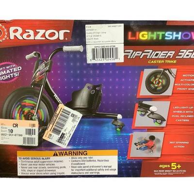 TN151 NEW Open Box Razor Rip Rider 360 Caster Trike	Box has some damage and is unsealed. Does not effect product.
