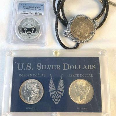 TN05 2015 US Marshals Service Commemorative, +3 Dollars	US Mint Commemorative Dollar, 2015 US Marshals Service, PCGS PR69 DCAM
