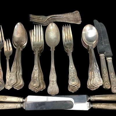 TN198 USN Navy Silver Plate Flatware	48 piece set as pictured. 
