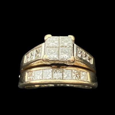 TN52 NAGL Certified Women's 14k White Gold, Princess Cut, 1.39 CTW Wedding Set	Size 8.25 See certificate for additional in formation
