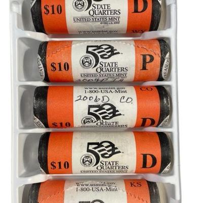 TN40 Five 1998 $10 Rolls Of BU Mint Issued State Quarters #2	

