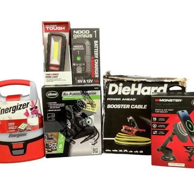 TN186 New Charging Devices & More	Diehard jumper cables box has damage and the Slime All-Purpose Inflator has some scribbling on the...