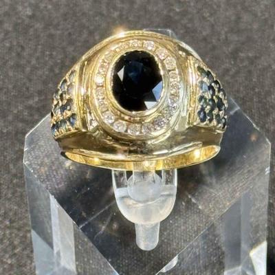 TN50 NAGL Certified, Men's 5.13CTW, Sapphire & Diamond, 18k Gold Ring	Ring size 11.25. View certificate for add'l information

