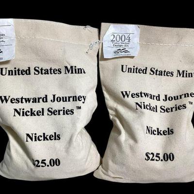 TN46 Two Mint Sealed $25 Nickel Bags	2006 Westwood Journey "Return to Monticello" Design (D); 2004"Peace Medal"...