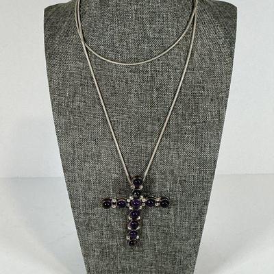 Navajo Sterling Silver Cabochon Cross by gilbert Tom