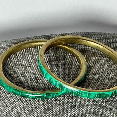 Malachite / Brass Bangel Bracelet