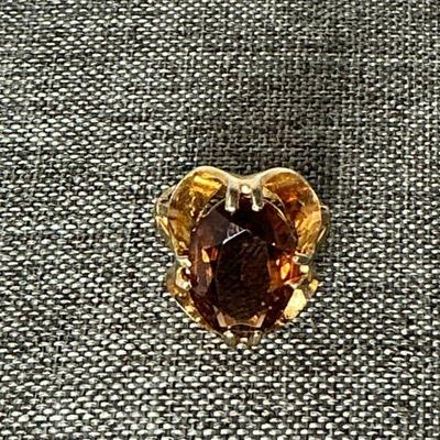 gold Tone Smoky quartz ring