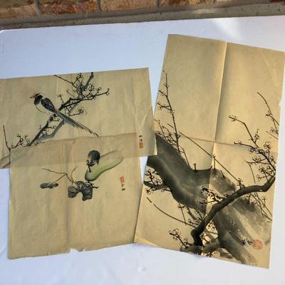 Rice paper wood block prints