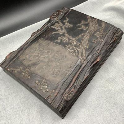 Japanese writing box, carved