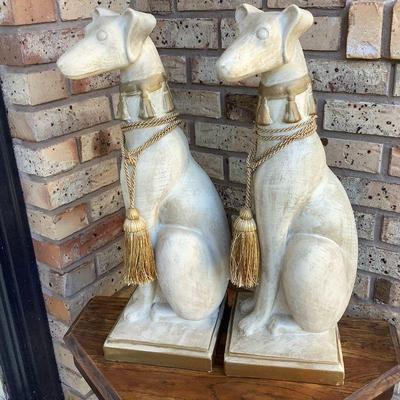 Large pair of Whippet Statues