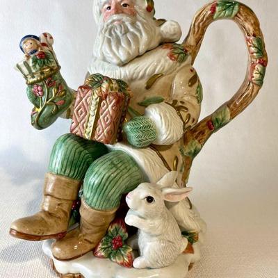 Fitz & Floyd ceramic Santa tea pot