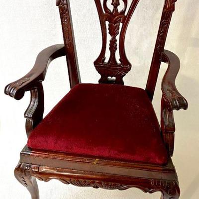 Miniature chair with velvet seat - 20 1/2" high