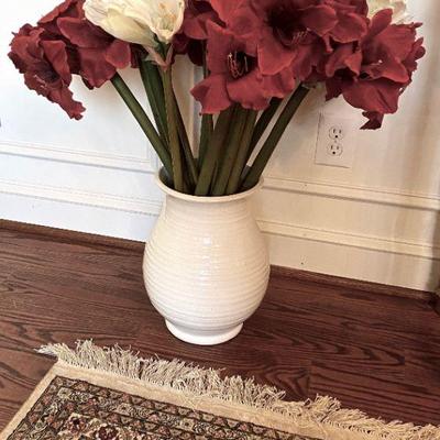 faux amaryllis, ceramic pot