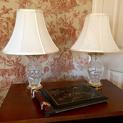 pair of Waterford lamps, Japanese photo album/scrapbook