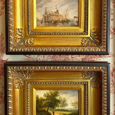 original paintings - River Scene and Venice, 15 1/4"w x 13 1/4" framed size each 
15 1/4"w x 13 1/4"h each