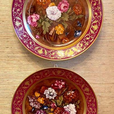 decorative plates with reproductions of Flemish artist Cornelius de Heem's floral paintings, 12 1/2" diameter