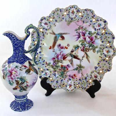 moriage pitcher and plate
