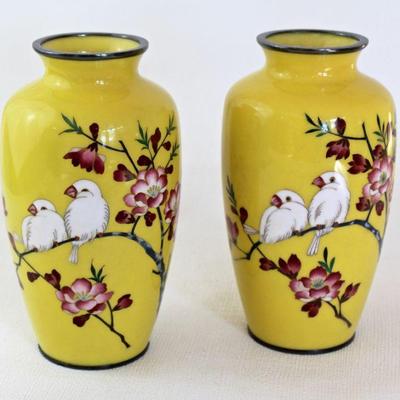 pair of enamel vases