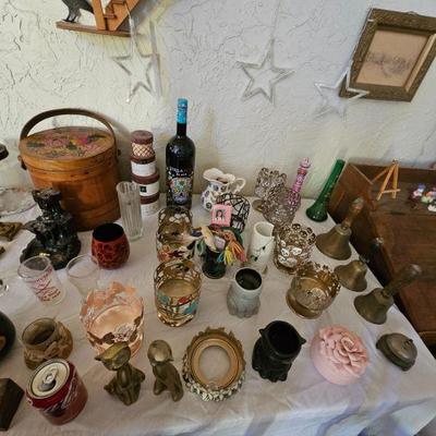 Antique Brass Bells, Candle Holders