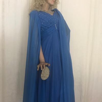 Blue • Maxi • w/Draped & Rhinestoned Bodice • 30” Waist • $40 (as is)