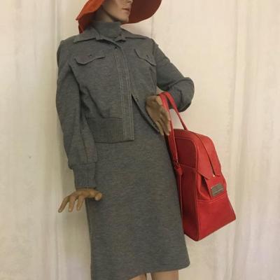 Gray • Knit • Turtle Neck • Sleeveless • Dress • & Jacket • 28” Waist • $60