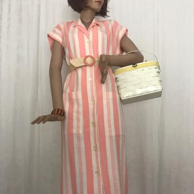 Pink & White • Stripe • Sleeveless • Shirtwaist • $30