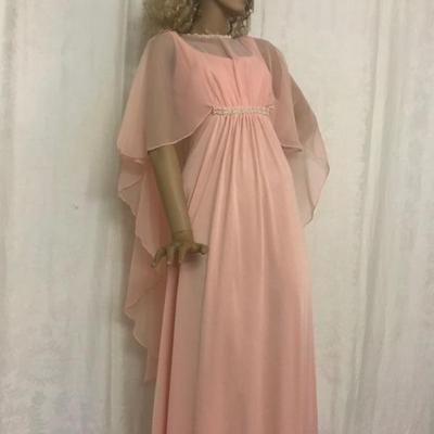 Pink •  Chiffon • Maxi • w/Cape • 30” Waist • $30