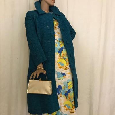 Peacock Blue • Ruched • Silk • Coat • Size M • $140