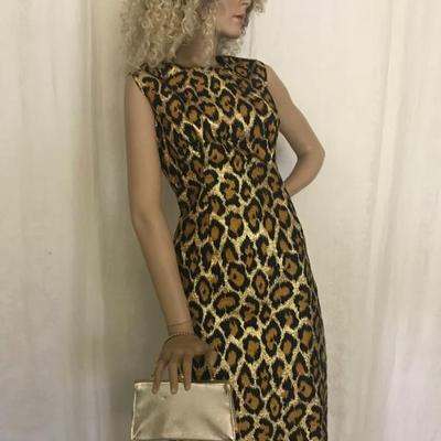 Gold Lamè • Leopard Print • Sleeveless • Maxi • 30” Waist • $80