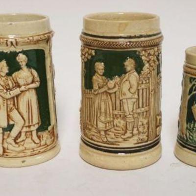 1203	GROUP OF MINIATURE GERMAN BEER STEINS/MUGS, TALLEST APPROXIMATELY 5 IN
