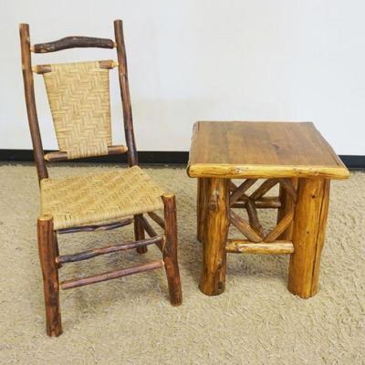1119	ADIRONDACK RUSTIC STAND & SIDE CHAIR, STAND APPROXIMATELY 21 IN SQUARE X 23 IN HIGH
