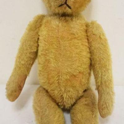 1267	VINTAGE TOY TEDDY BEAR W/MOVABLE HEAD ACTIVATED BY TAIL, JOINTED ARMS & LEGS, APPROXIMATELY 14 IN
