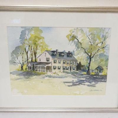 1090	DWIGHT ASHBEY ARTIST SIGNED & DATED WATERCOLOR OF HOUSE, FRAMED, APPROXIMATELY 19 1/2 IN X 15 1/2 IN OVERALL
