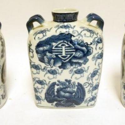 1241	GROUP OF 3 CONTEMPORARY BLUE & WHITE ASIAN VASES, APPROXIMATELY 10 IN H
